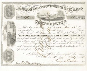 Boston and Providence Railroad Co. - Stock Certificate